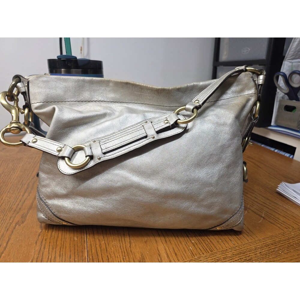 Coach Carly Slim Metallic Silver Leather Bag *Fair Condition* 11872